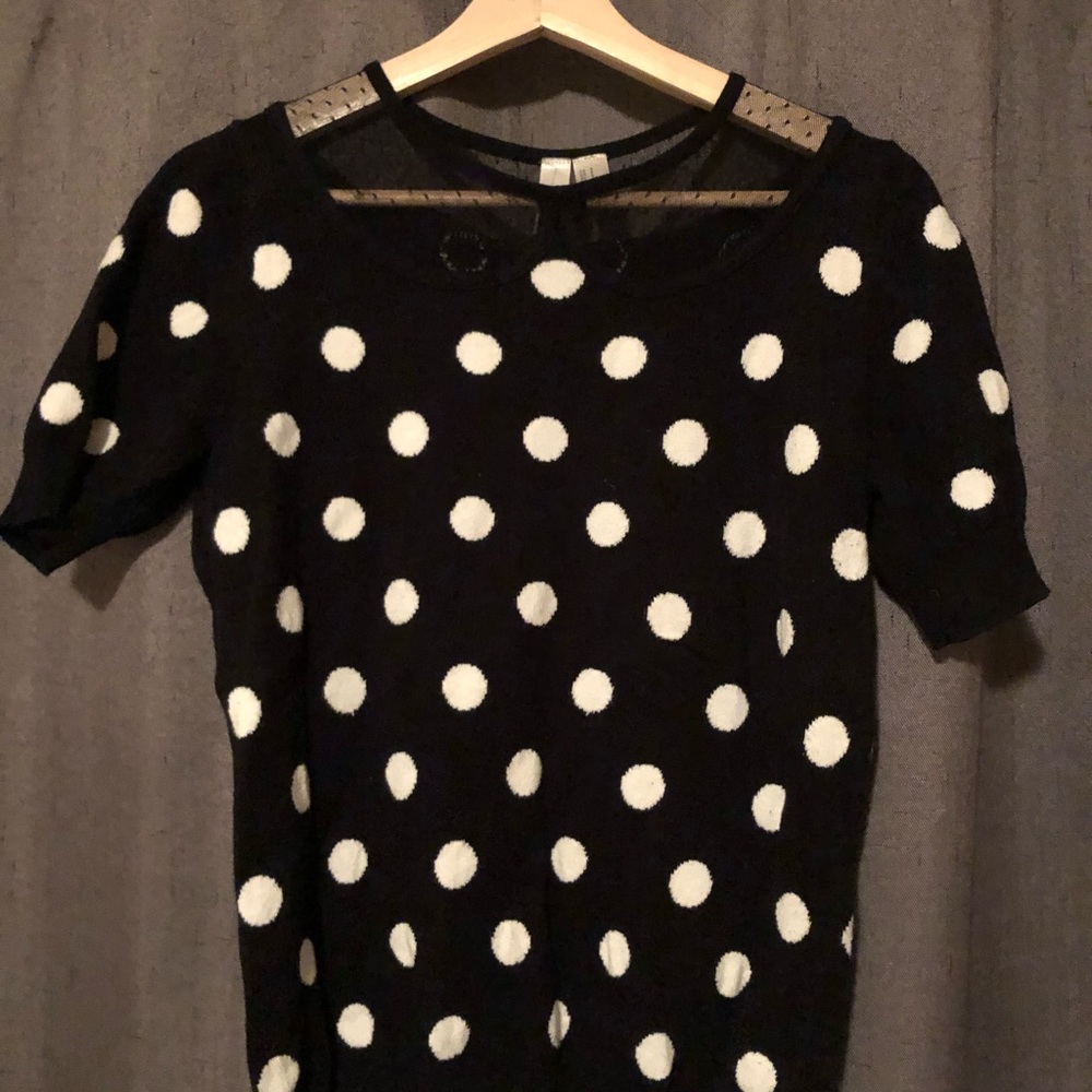 Puff Sleeve Short Sleeve Sweater with mesh collar